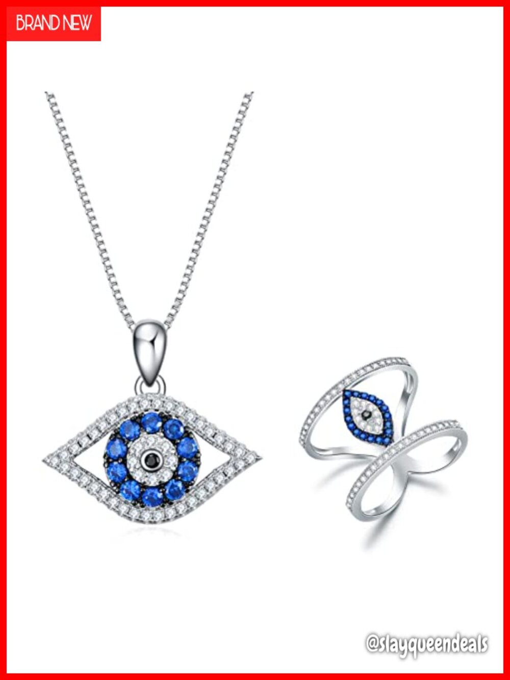 Evil Eye Pendant Necklace in 925 Sterling Silver with Cubic Zirconia and